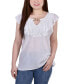 ფოტო #1 პროდუქტის Petite Sleeveless Flutter Yoke Blouse