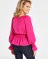 Фото #2 товара Women's Long-Sleeve Smocked Blouse, Created for Macy's