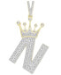 ფოტო #4 პროდუქტის Men's Diamond (3/8 ct.t.w.) Crowned Initial Pendant in 10k Yellow Gold