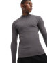 Фото #1 товара ASOS 4505 seamless rib 1/4 zip base layer in washed grey