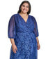 Фото #2 товара Plus Size Printed Tie-Waist Balloon-Sleeve Dress