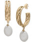 ფოტო #1 პროდუქტის Cultured Freshwater Pearl (13 x 15mm) Dangle Hoop Earrings in 14k Gold-Plated Sterling Silver