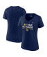 Фото #1 товара Women's Navy Milwaukee Brewers 2023 Postseason Locker Room V-Neck T-shirt