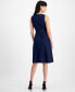 ფოტო #2 პროდუქტის Petite Denim Fit & Flare Sleeveless Dress