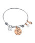 ფოტო #2 პროდუქტის "My Family, My Love" Family Tree Bangle Bracelet in Stainless Steel & Rose Gold-Tone with Silver Plated Charms