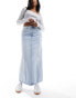 Cotton On straight denim maxi skirt in light wash blue