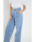 ფოტო #2 პროდუქტის Women's High-Waisted Button Detail Jeans