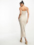 Rare London premium diamante maxi dress in silver