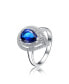 Фото #1 товара Sterling Silver Blue Pear Shape Cubic Zirconia Ring