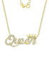 ფოტო #1 პროდუქტის Cubic Zirconia Queen & Crown Pendant Necklace in 14k Gold-Plated Sterling Silver, 16" + 2" extender