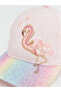 Фото #7 товара Pembe Simli Flamingo Desenli Ön Kısmı Simli Ve Parlak Ayarlanabilir Kız Çocuk Kep Şapka