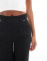 JDY Petite high waisted wide fit tailored trousers in black