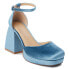 COCONUTS by Matisse Misha Square Toe Ankle Strap Pumps Womens Blue Dress Casual