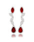 ფოტო #1 პროდუქტის Suzy Levian Sterling Silver Cubic Zirconia Pear and Marquise Leafy Drop Dangle Earrings