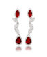 Фото #1 товара Suzy Levian Sterling Silver Cubic Zirconia Pear and Marquise Leafy Drop Dangle Earrings