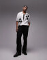 Topman revere button through knit with black applique in white