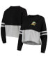 ფოტო #2 პროდუქტის Women's Black, Heather Gray Oregon Ducks Cropped Retro Jersey Long Sleeve T-shirt