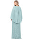 Plus Size V-Neck Cape Lace Gown