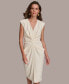 ფოტო #3 პროდუქტის Women's Pleat-Front Cap-Sleeve Sheath Dress