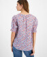 ფოტო #2 პროდუქტის Women's Cotton Floral-Print Ruffled-Cuff Top