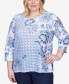 ფოტო #1 პროდუქტის Plus Size Lavender Fields Geo Floral Printed Ruffle Top