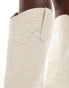 Public Desire Apollop western knee boots in cream croc