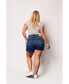 Plus Size Denim Mid Rise Shorts with Side Vents