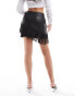 Фото #2 товара Edited PU fringe mini skirt in black