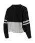 ფოტო #4 პროდუქტის Women's Black, Heather Gray Oregon Ducks Cropped Retro Jersey Long Sleeve T-shirt
