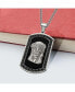 Enameled Crystal Jesus Dog Tag Curb Chain Necklace