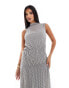 Фото #3 товара ASOS DESIGN crinkle high neck ruched maxi dress with seam detail in light grey