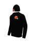 Фото #2 товара Men's Black Cleveland Browns Crewneck Pullover Sweater and Cuffed Knit Hat Box Gift Set