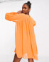 Фото #2 товара ASOS DESIGN – Oversize-Mini-Hängerkleid mit geraffter Taille in Neon-Orange