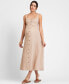ფოტო #6 პროდუქტის Women's Linen-Blend Button-Front Midi Dress