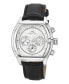 ფოტო #1 პროდუქტის Roman Genuine Leather Silver Tone & Black Men's Watch 1292AROL