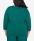 ფოტო #2 პროდუქტის Plus Size Emerald Isle Women's Colorblock Gold Trim Sweater