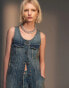 Фото #3 товара Topshop denim sleeveless maxi dress in dirty blue