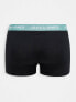 Jack & Jones 7 pack trunks in black with multi colour waistband