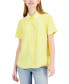 Фото #1 товара Women's Ribbed-Collar Short-Sleeve Shirt