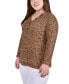 Plus Size Long Sleeve Ribbed Henley