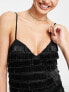 Фото #3 товара Miss Selfridge Premium embellished tassel mini dress in black