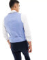 Harry Brown check skinny fit double breasted horseshoe waistcoat in light blue