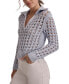 Фото #3 товара Women's Open-Stitch Knit Polo Sweater