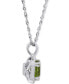 Фото #2 товара Macy's peridot (7/8 ct. t.w.) & Diamond (1/10 ct. t.w.) Halo Pendant Necklace in 14k White Gold, 16" + 2" extender