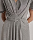 ფოტო #6 პროდუქტის Women's Metallic Pleated Belted Flutter-Sleeve Gown