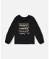 ფოტო #1 პროდუქტის Toddler Girls Print T-Shirt With Lace Black - Toddler|Child