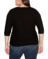 ფოტო #3 პროდუქტის Black Label Plus Size Chain Detail 3/4-Sleeve Sweater