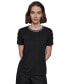 Women's Tipped Button-Trim Short-Sleeve Top