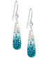 ფოტო #2 პროდუქტის Pave Two Tone Crystal Teardrop Earrings Set in Sterling Silver. Available in Clear and Blue, Clear and Black, Clear and Pink or Clear and Red