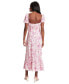 Petite Floral-Print Puff-Sleeve Maxi Dress
